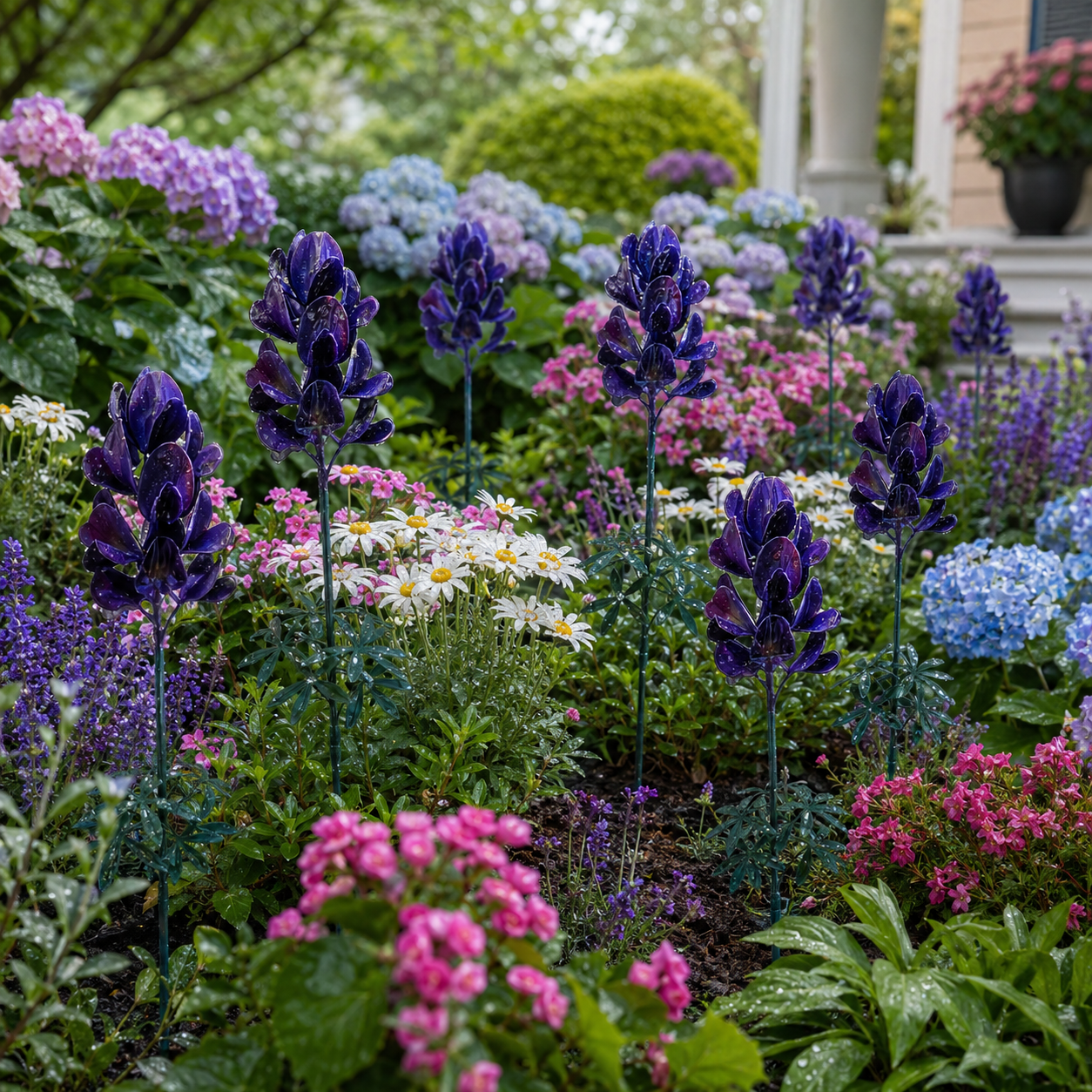 Blue Lupine Metal Garden Stake