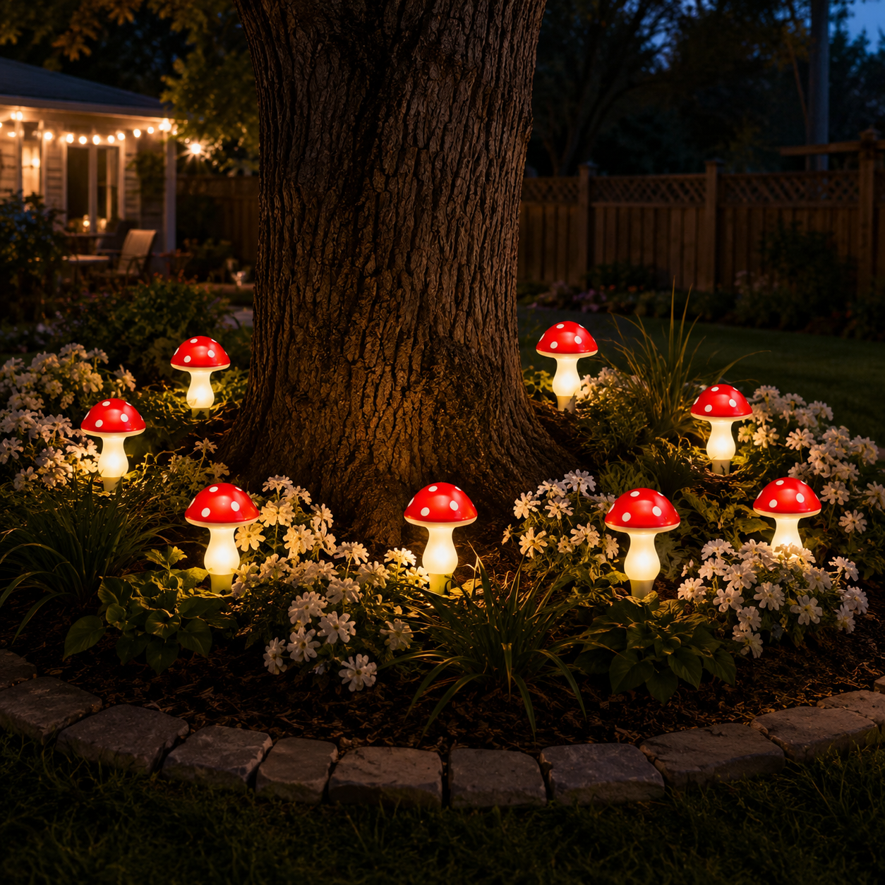 8 LED Solar Mushroom Garden Stake Lights