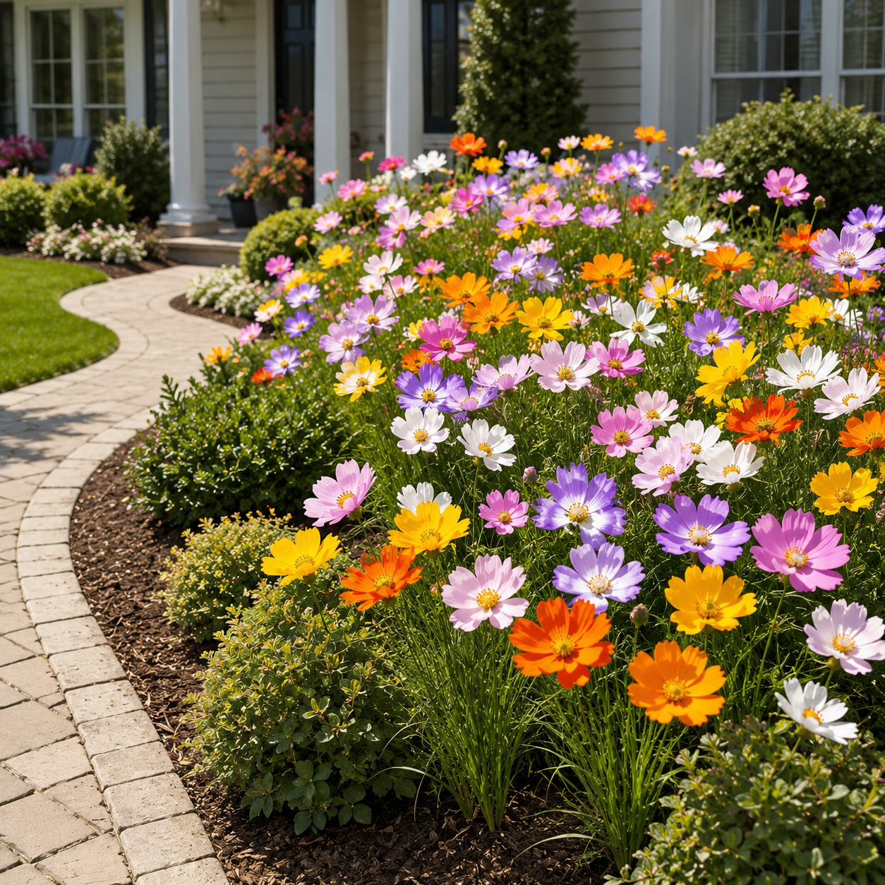 8-Piece Artificial Cosmos Flower Stem Set for Home, Garden & Patio Decor