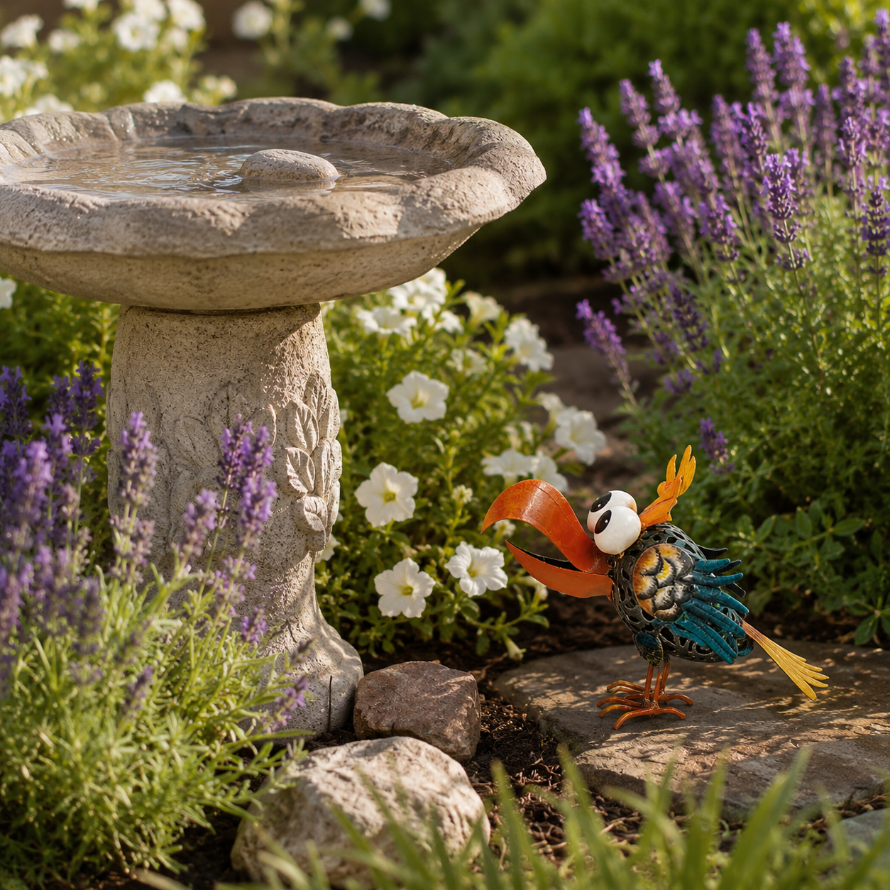 Metal Toucan Garden Decor – Colorful Iron Bird Planter Accent