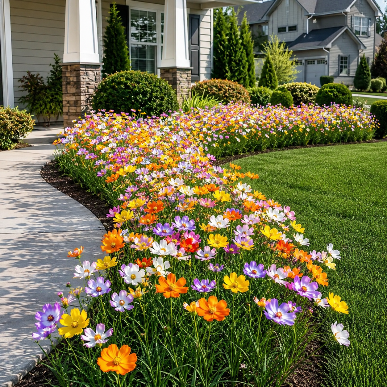 8-Piece Artificial Cosmos Flower Stem Set for Home, Garden & Patio Decor