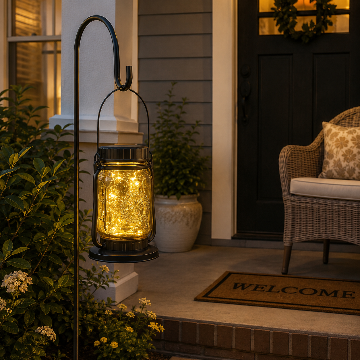 Solar Mason Jar Garden Lantern with Ground Stake – Warm White Outdoor Decorative Light