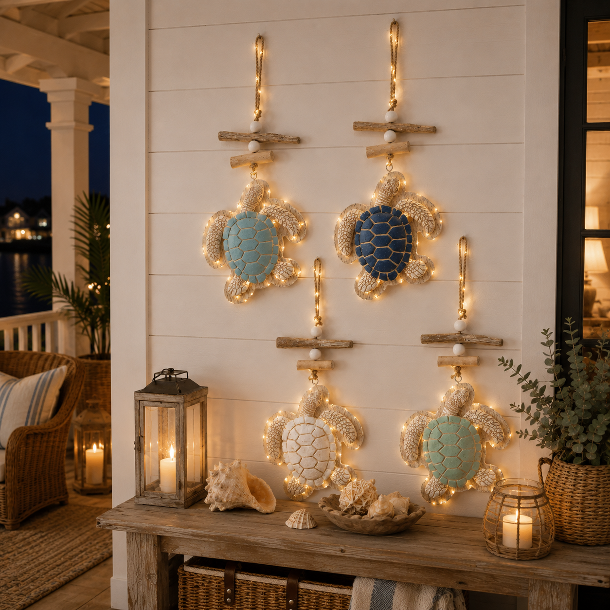 Lighted Coastal Sea Turtle Wall Decor with Remote
