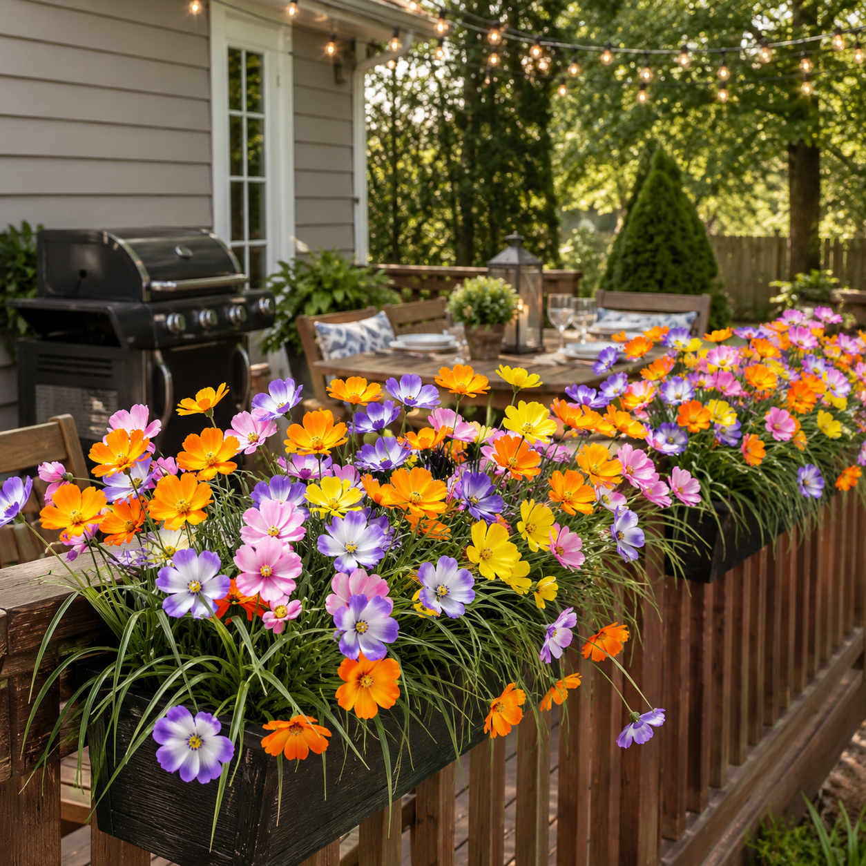 8-Piece Artificial Cosmos Flower Stem Set for Home, Garden & Patio Decor