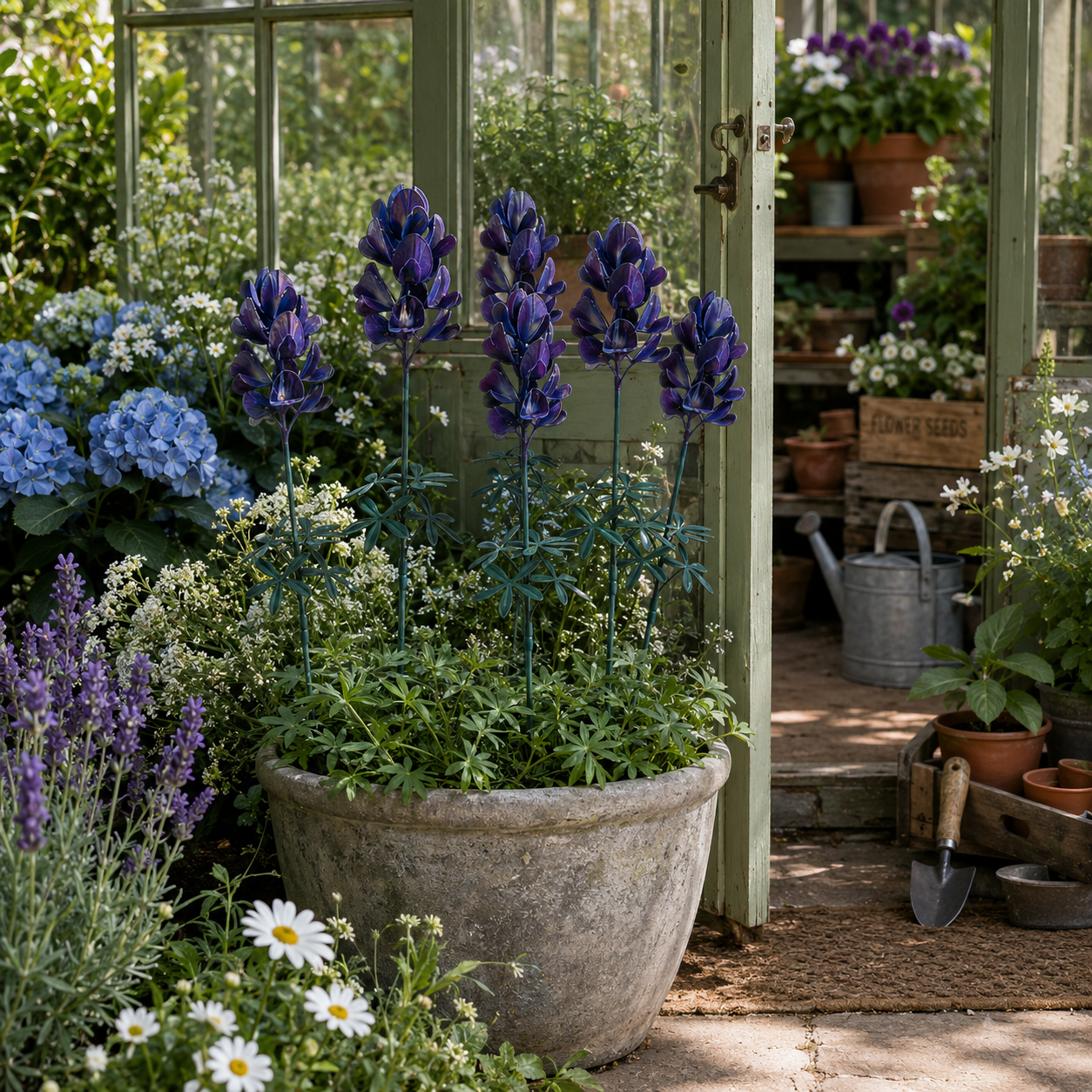 Blue Lupine Metal Garden Stake