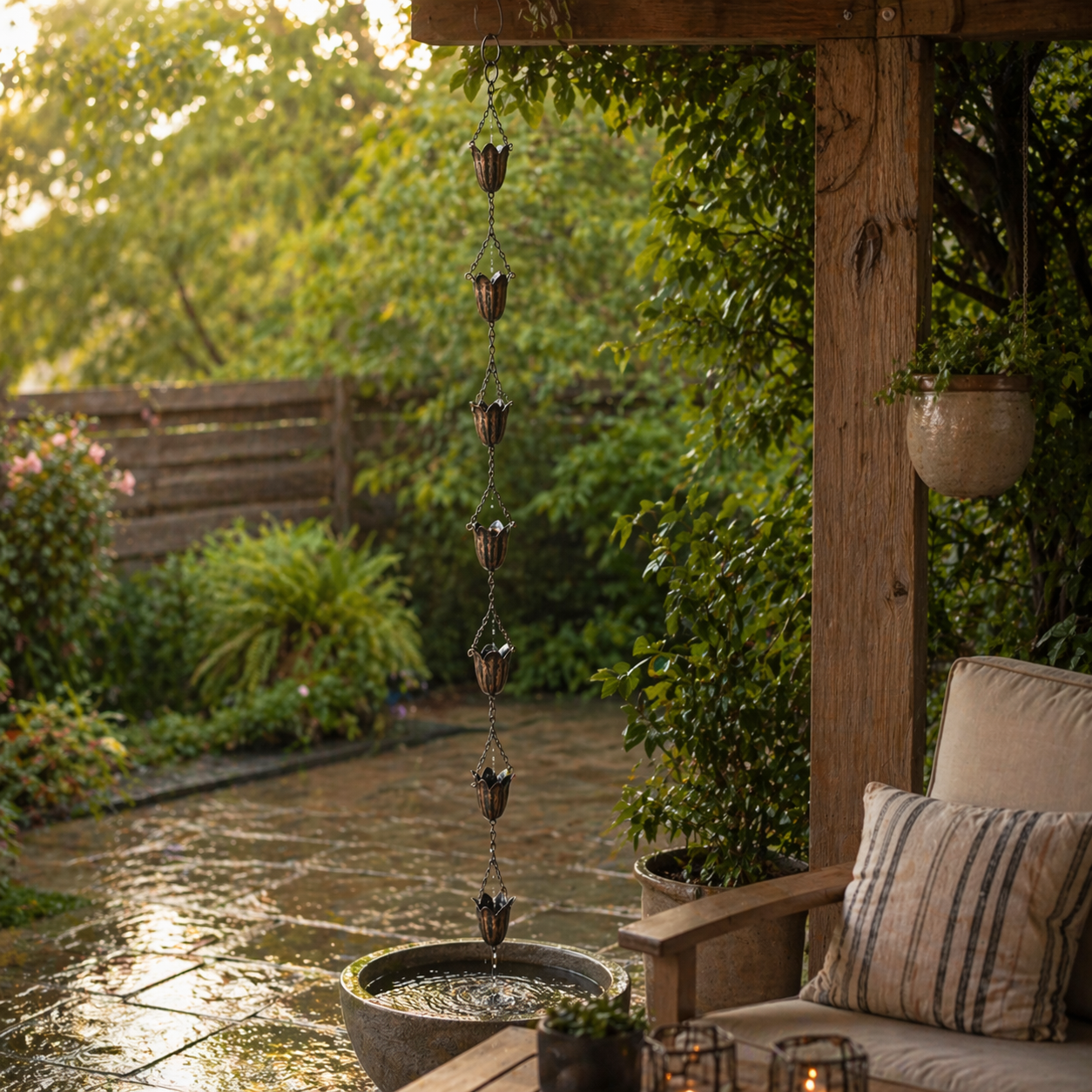 Tulip Rain Chain for Outdoor Garden Décor