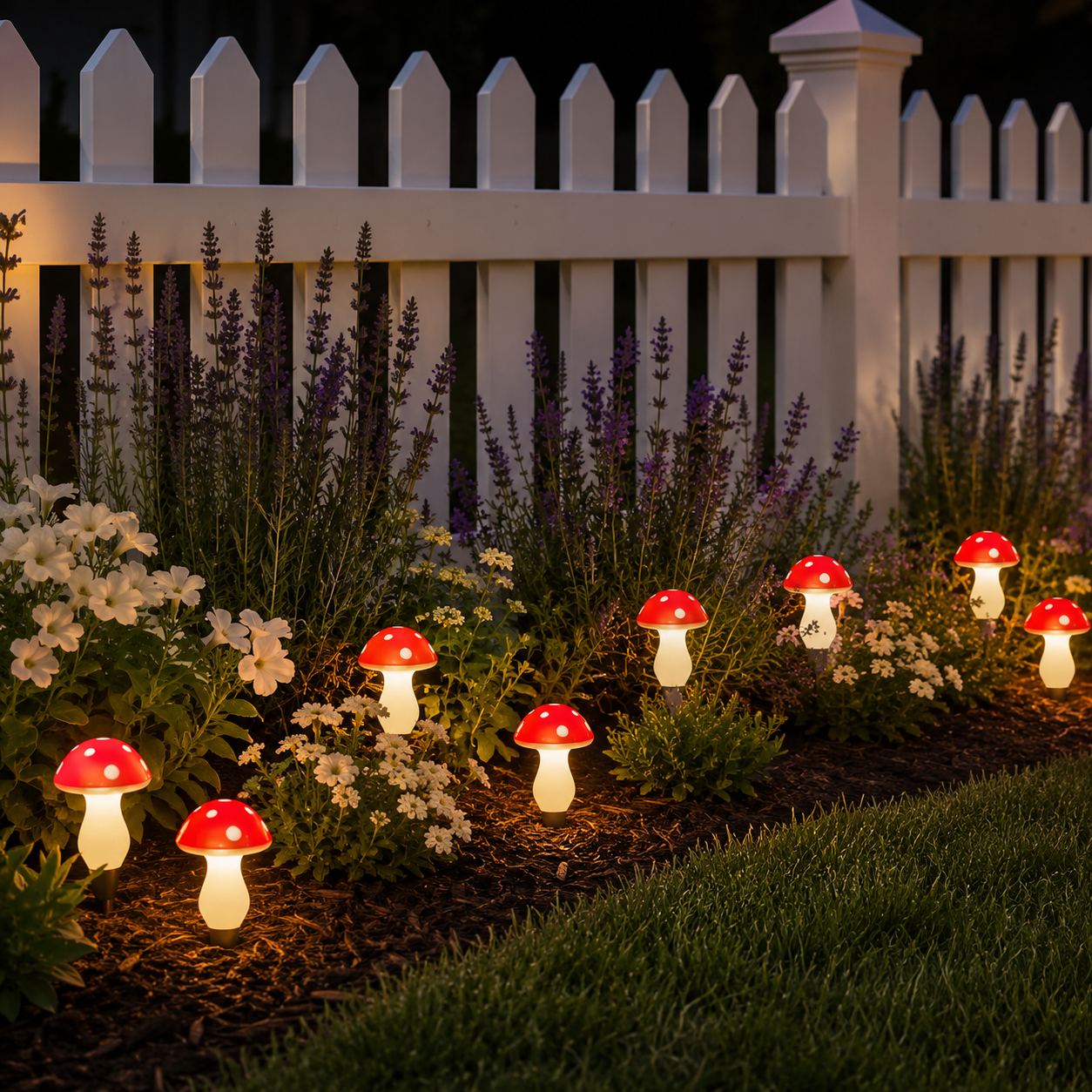 8 LED Solar Mushroom Garden Stake Lights