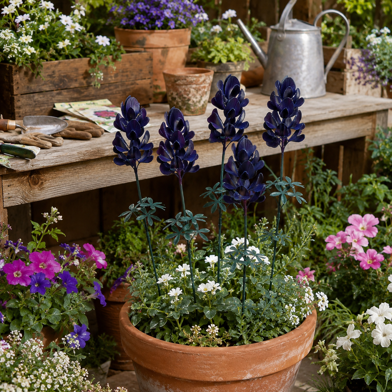 Blue Lupine Metal Garden Stake