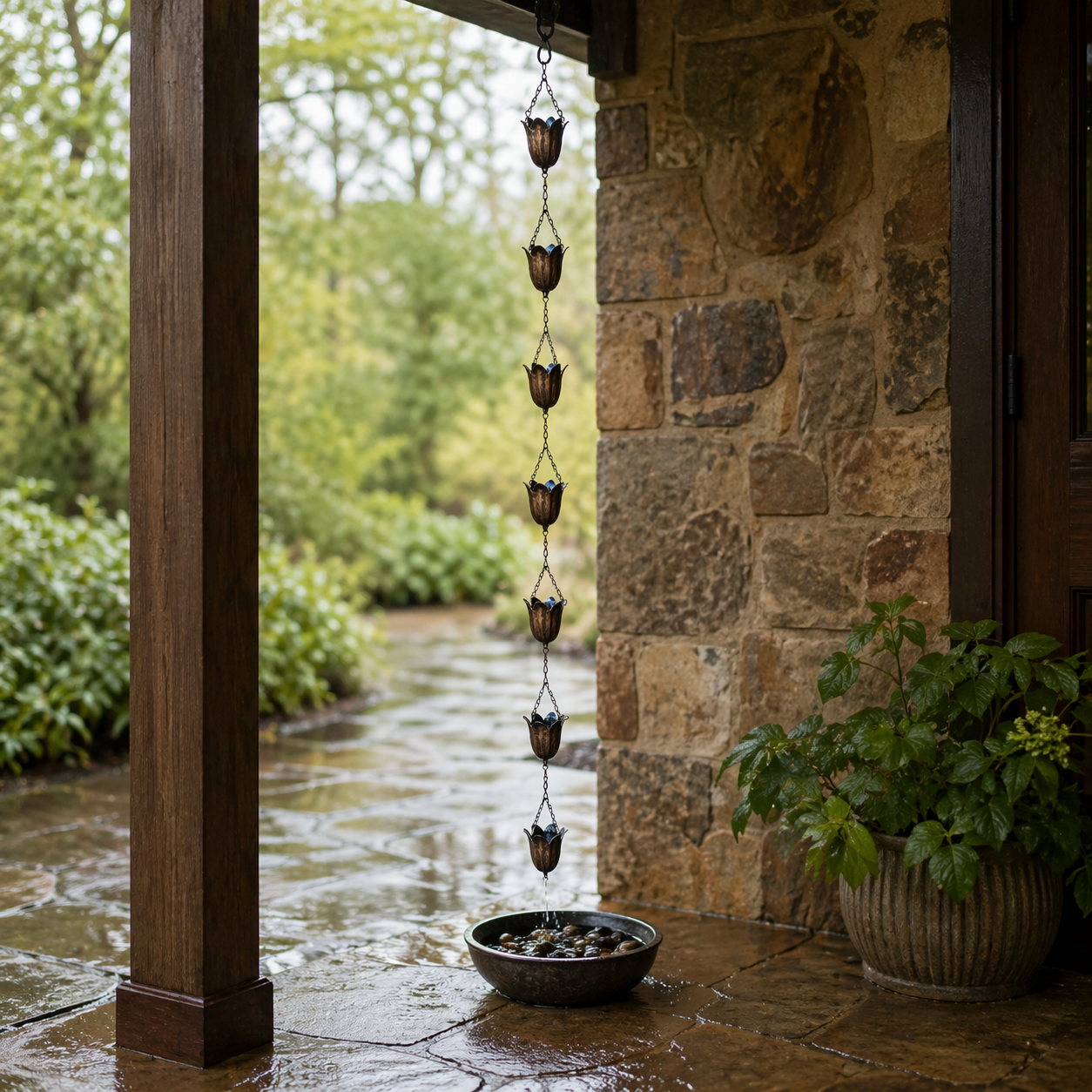 Tulip Rain Chain for Outdoor Garden Décor