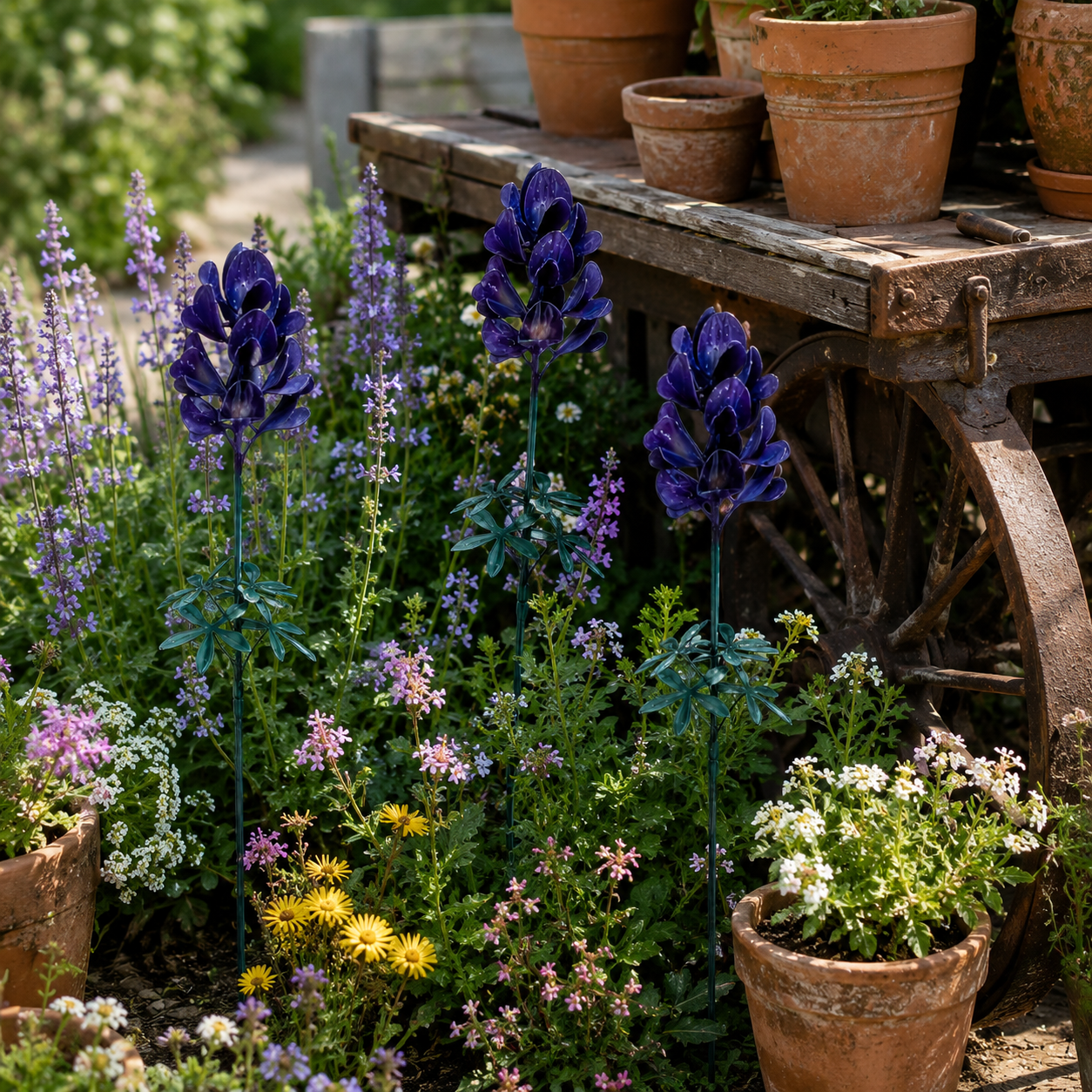 Blue Lupine Metal Garden Stake