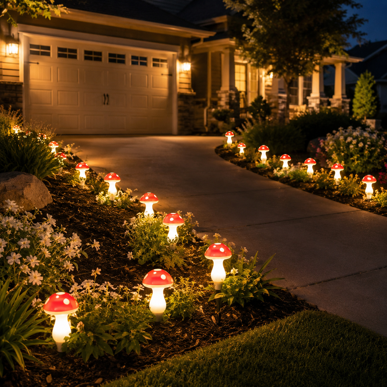 8 LED Solar Mushroom Garden Stake Lights