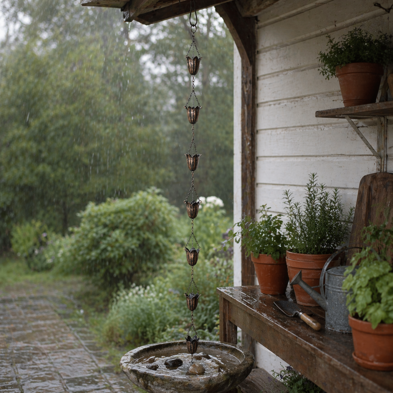 Tulip Rain Chain for Outdoor Garden Décor