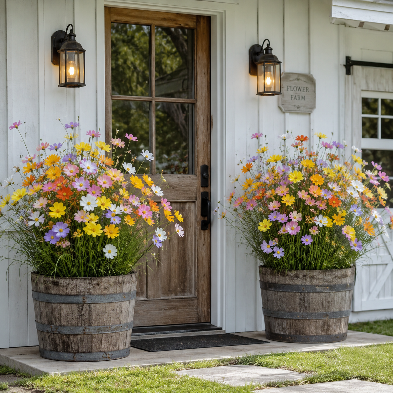 8-Piece Artificial Cosmos Flower Stem Set for Home, Garden & Patio Decor