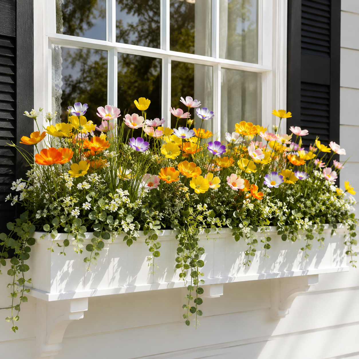 8-Piece Artificial Cosmos Flower Stem Set for Home, Garden & Patio Decor