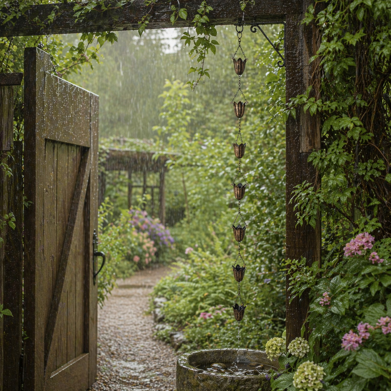 Tulip Rain Chain for Outdoor Garden Décor