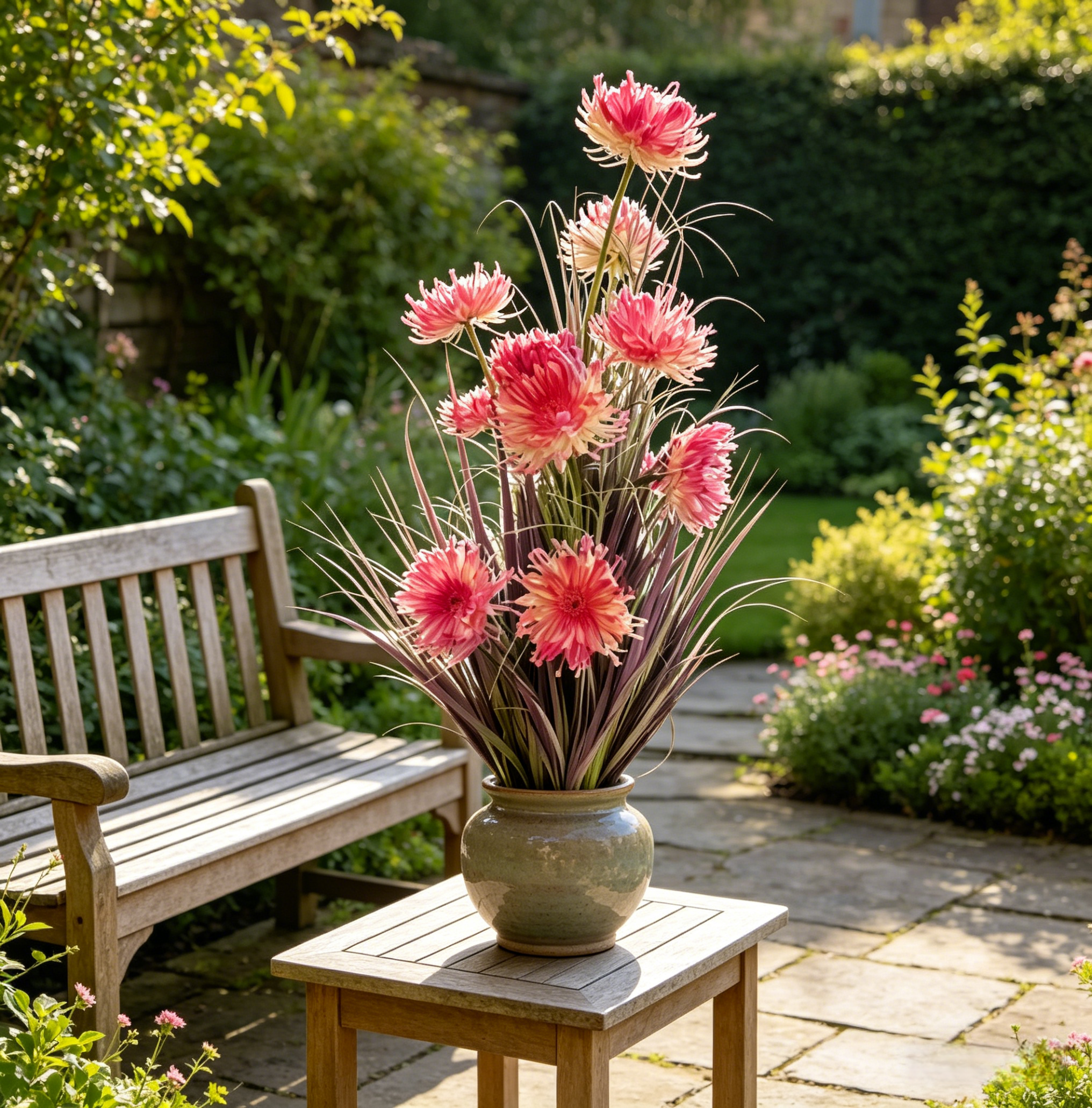 Pink Faux 3-Head Floral Stem, Decorative Artificial Flower Spray