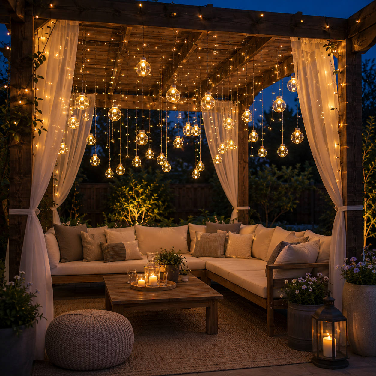 30-LED Transparent Globe Solar Hanging Curtain Lights