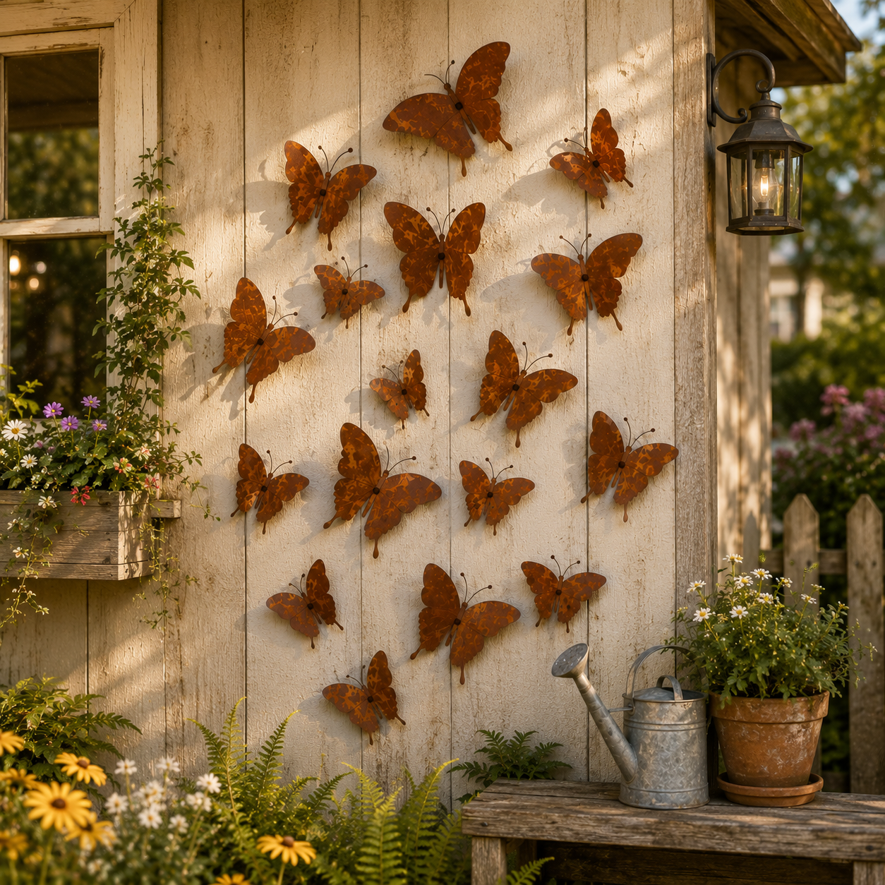 15-Piece Rustic Metal Butterfly Wall Decor Set