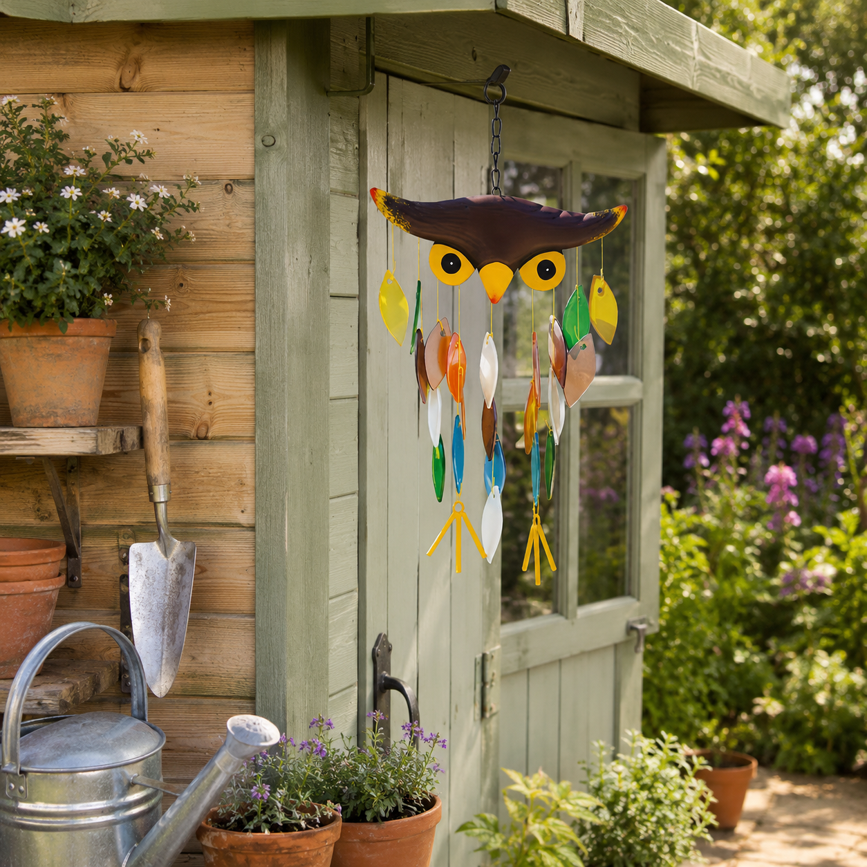 Colorful Owl Wind Chime Suncatcher