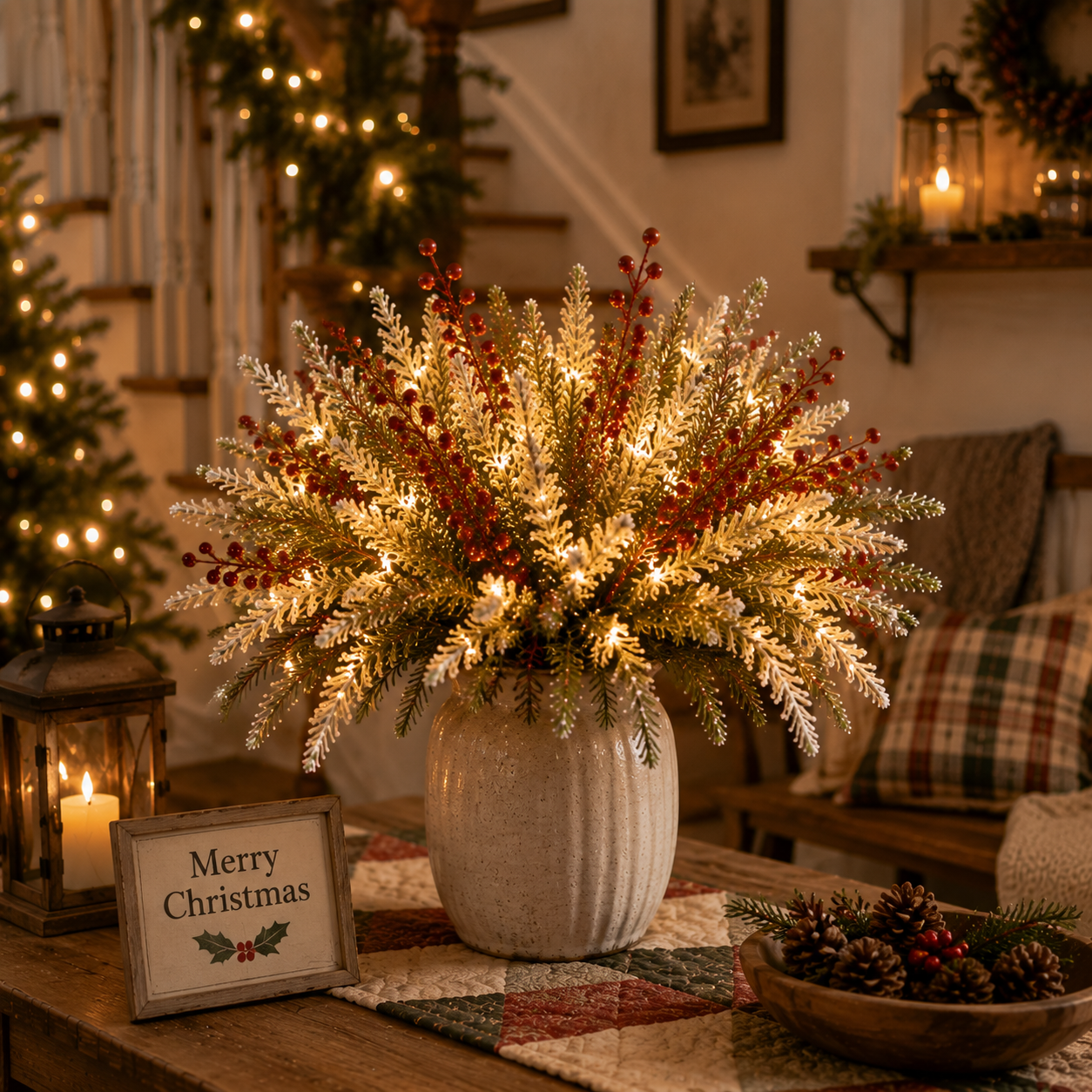 Lighted Christmas Berry & Snowy Pine 6-Piece Set