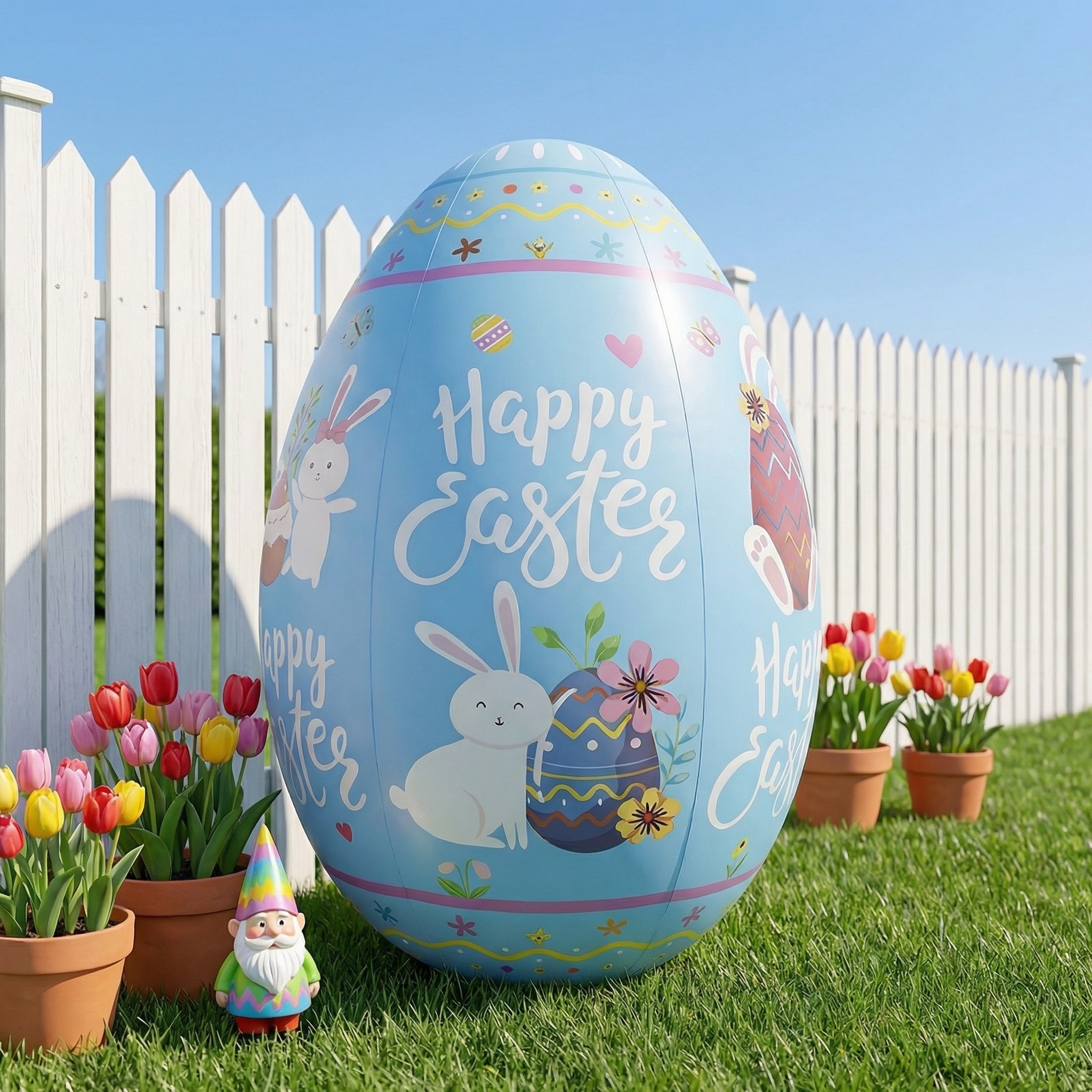 47.2" Giant Happy Easter Inflatable Egg Yard Decoration