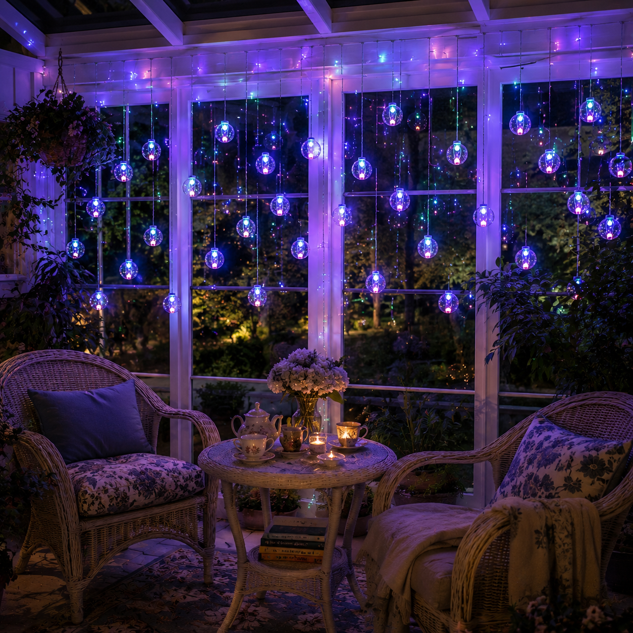 30-LED Transparent Globe Solar Hanging Curtain Lights