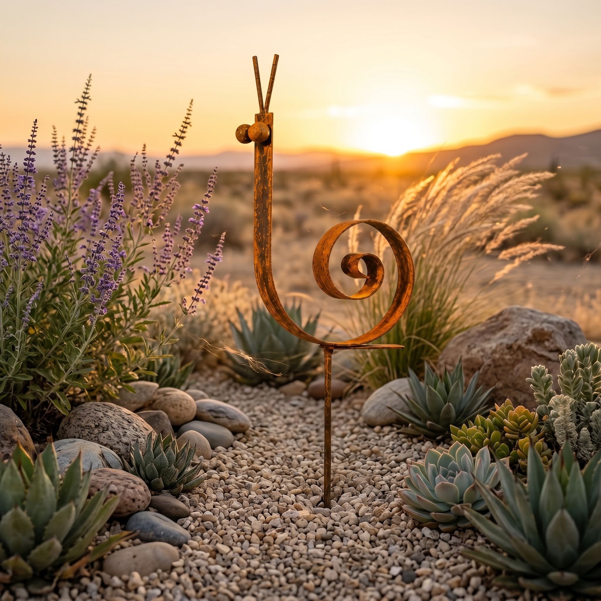 Rustic Metal Snail Garden Stake