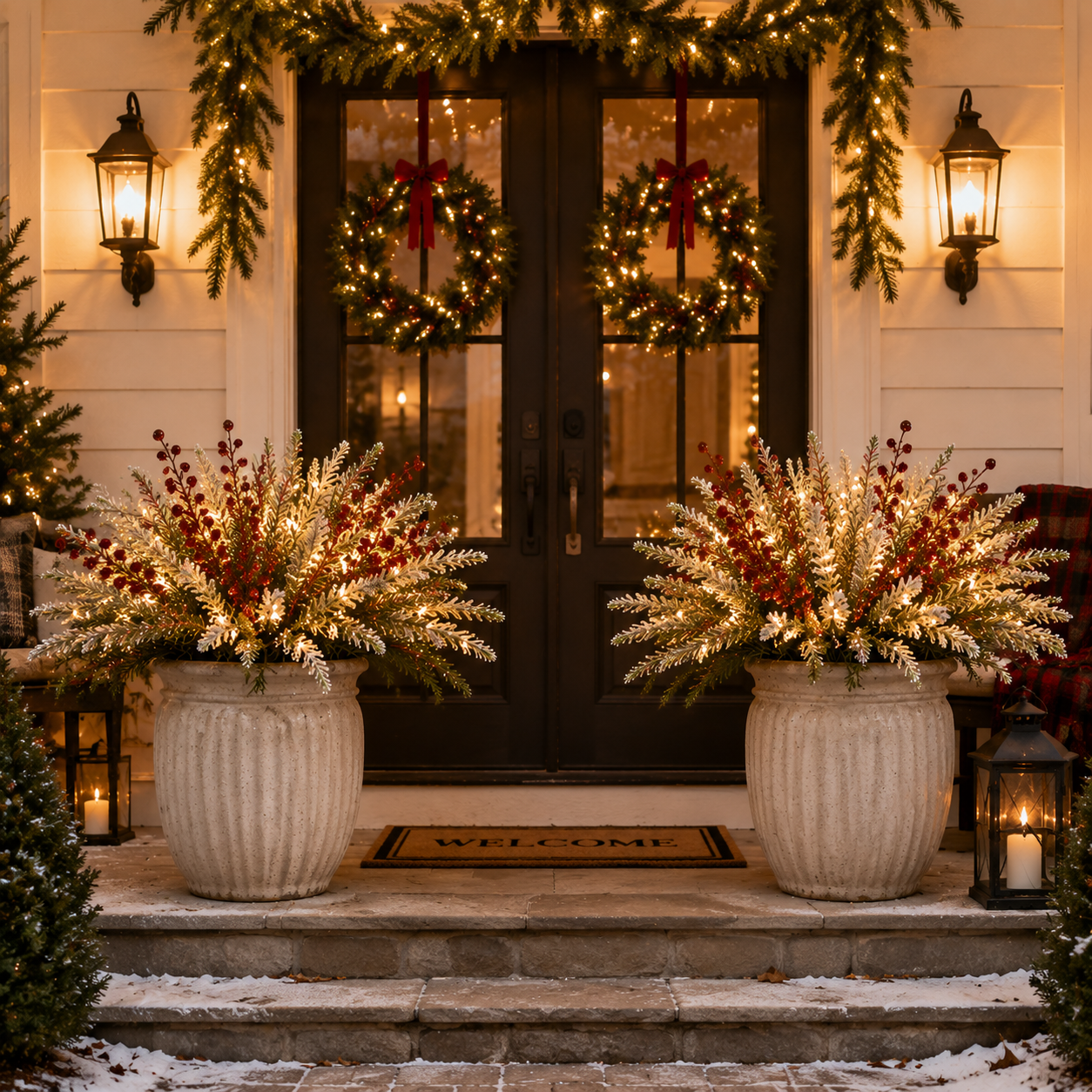 Lighted Christmas Berry & Snowy Pine 6-Piece Set
