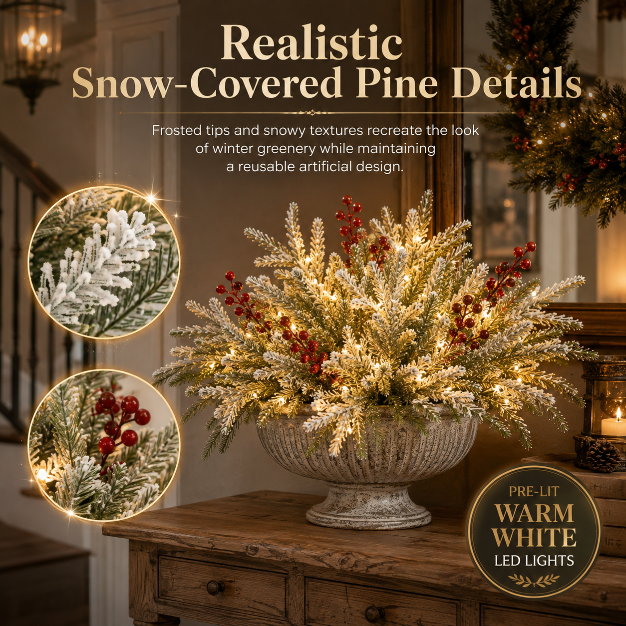 Lighted Christmas Berry & Snowy Pine 6-Piece Set