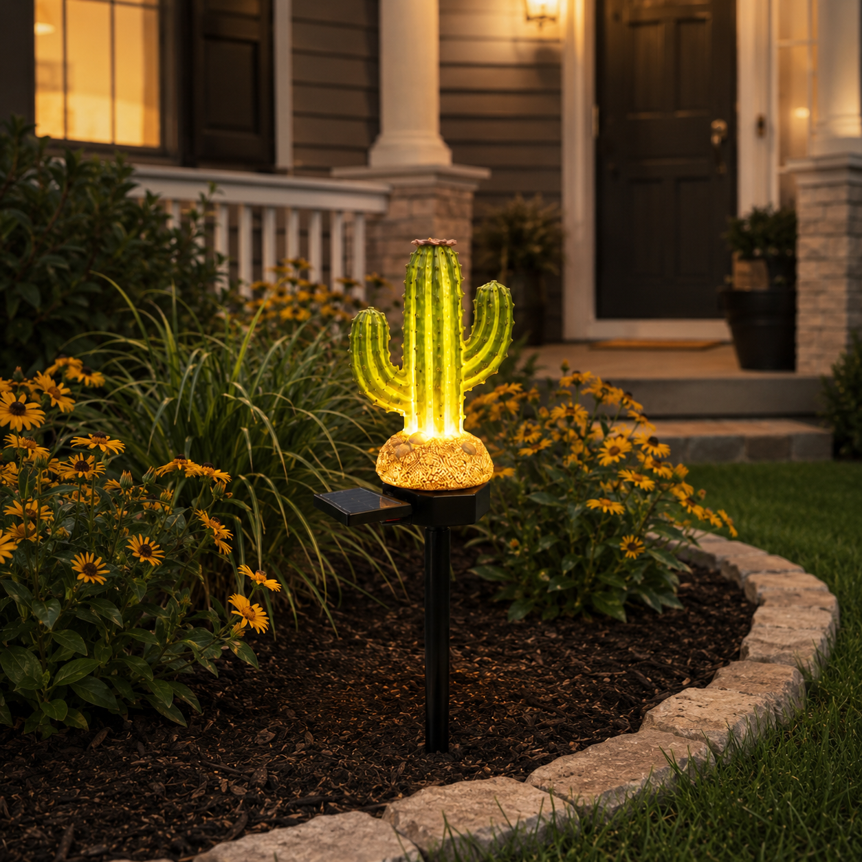 Solar Cactus Garden Stake Light