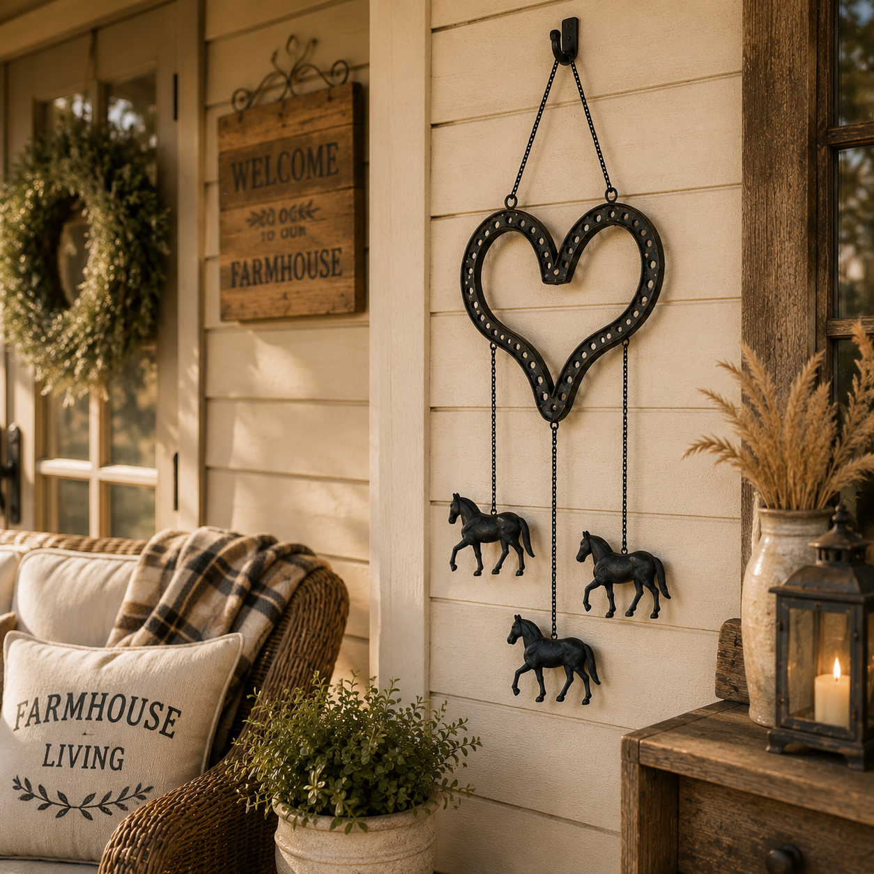 Rustic Heart Horse Hanging Decor