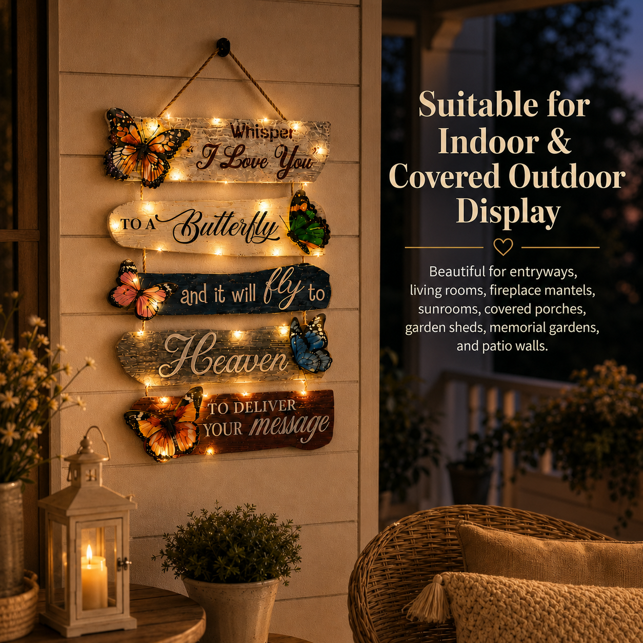 Lighted Butterfly Memorial Hanging Sign