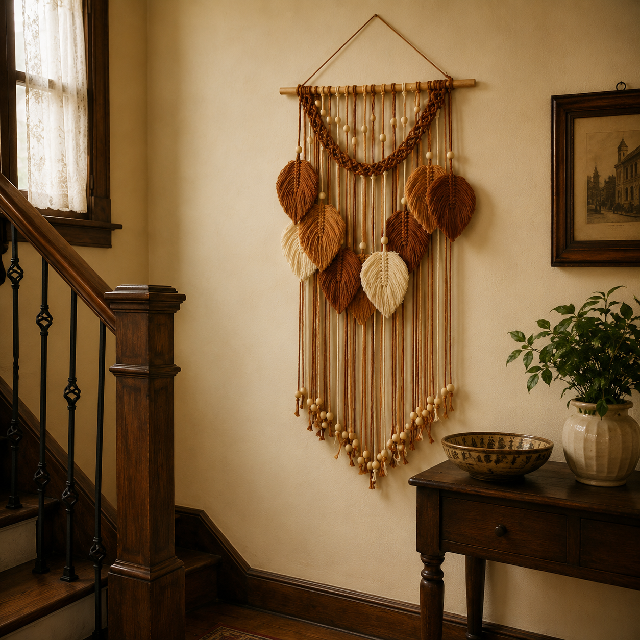 Botanical Leaf Macramé Wall Hanging
