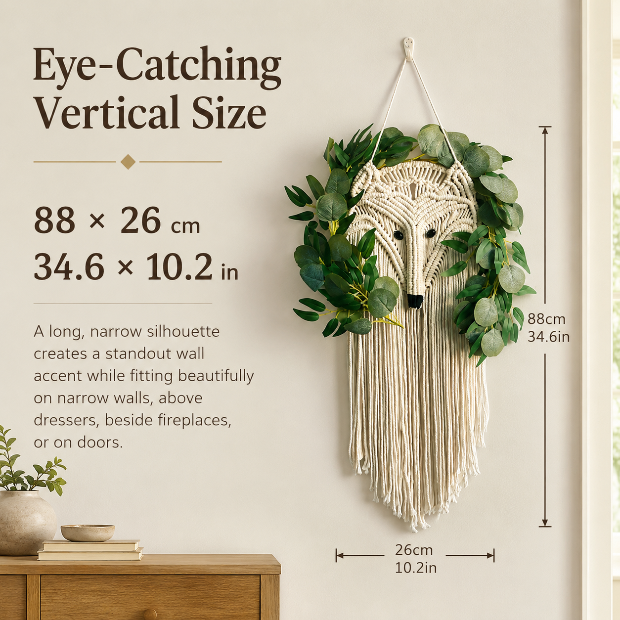 Woodland Fox Macramé Wall Hanging with Greenery
