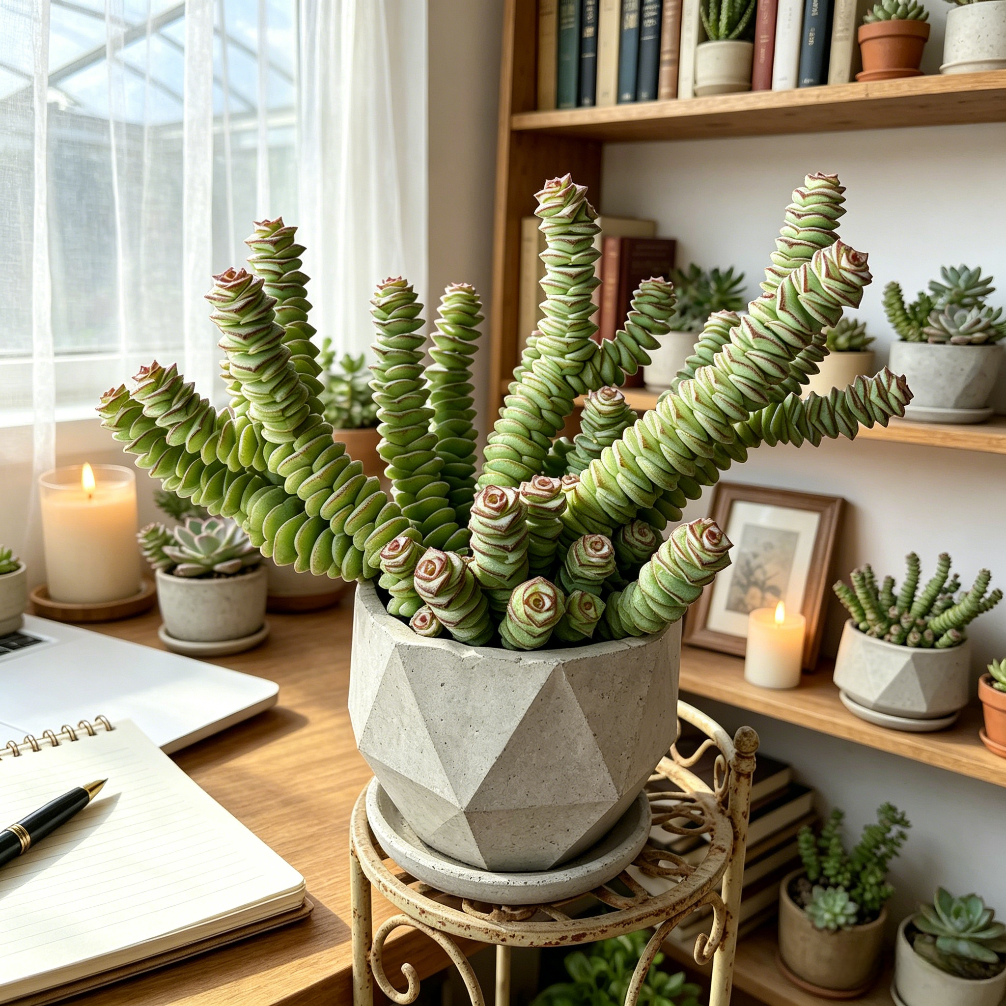 Unique Sculptural Succulent for Desks, Shelves & Sunny Windows