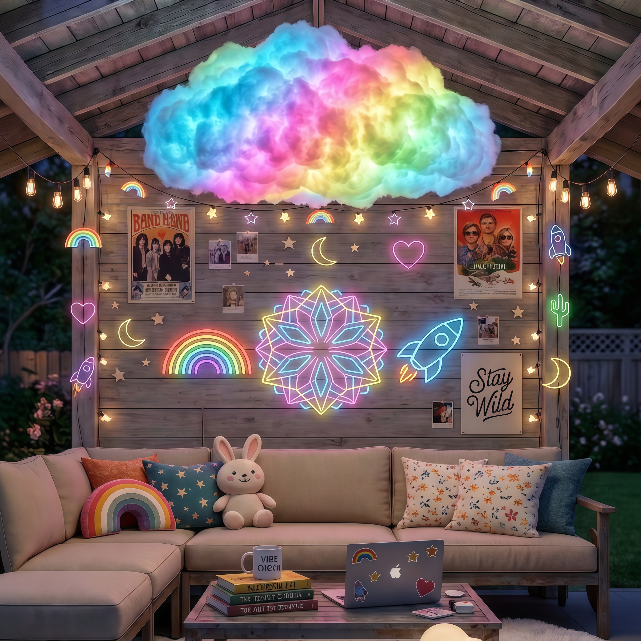 Rainbow Cloud Wall Light Kit – LED Mood Wall Décor for Bedrooms, Dorm Rooms & Cozy Spaces