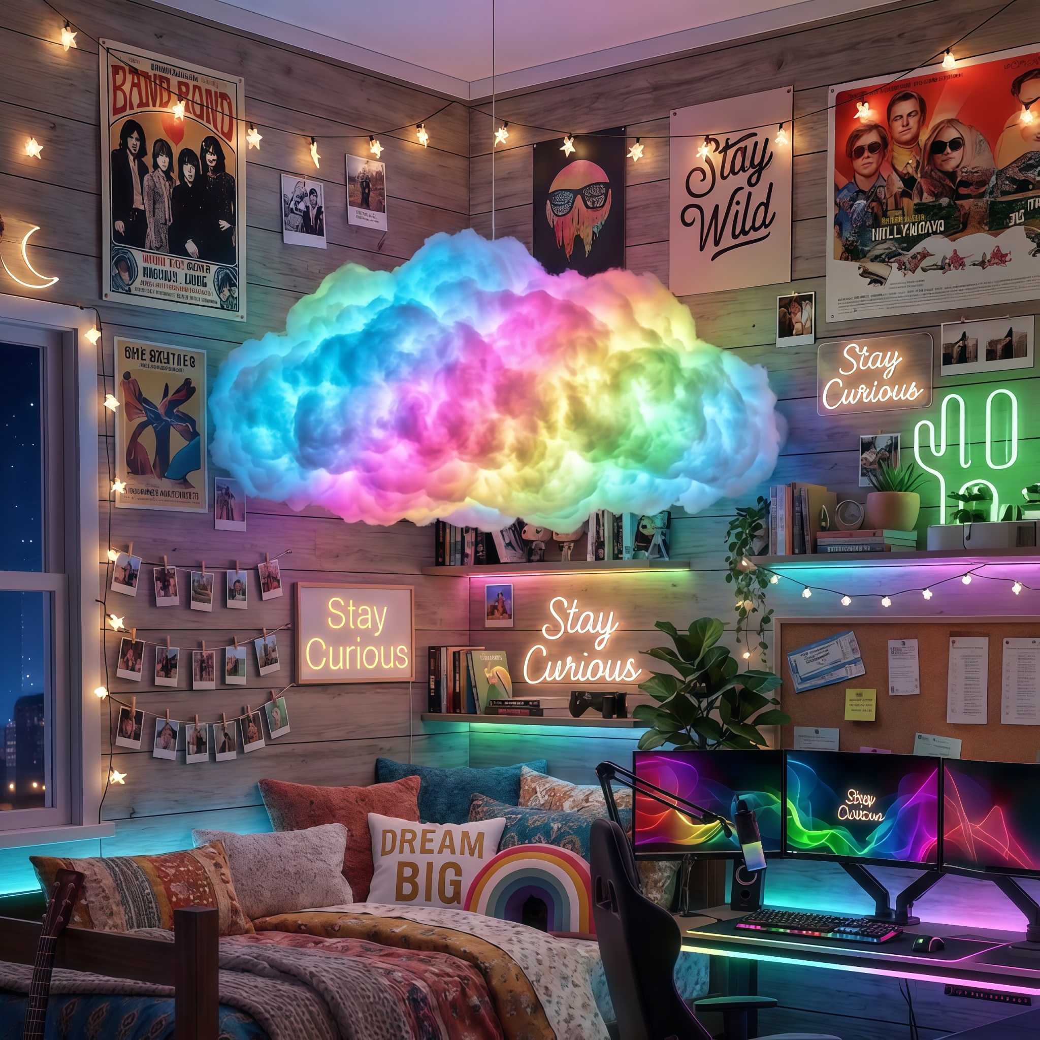 Rainbow Cloud Wall Light Kit – LED Mood Wall Décor for Bedrooms, Dorm Rooms & Cozy Spaces