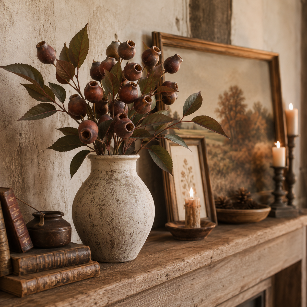 Rustic Faux Seed Pod Bouquet – Vintage Farmhouse Seasonal Floral Stems