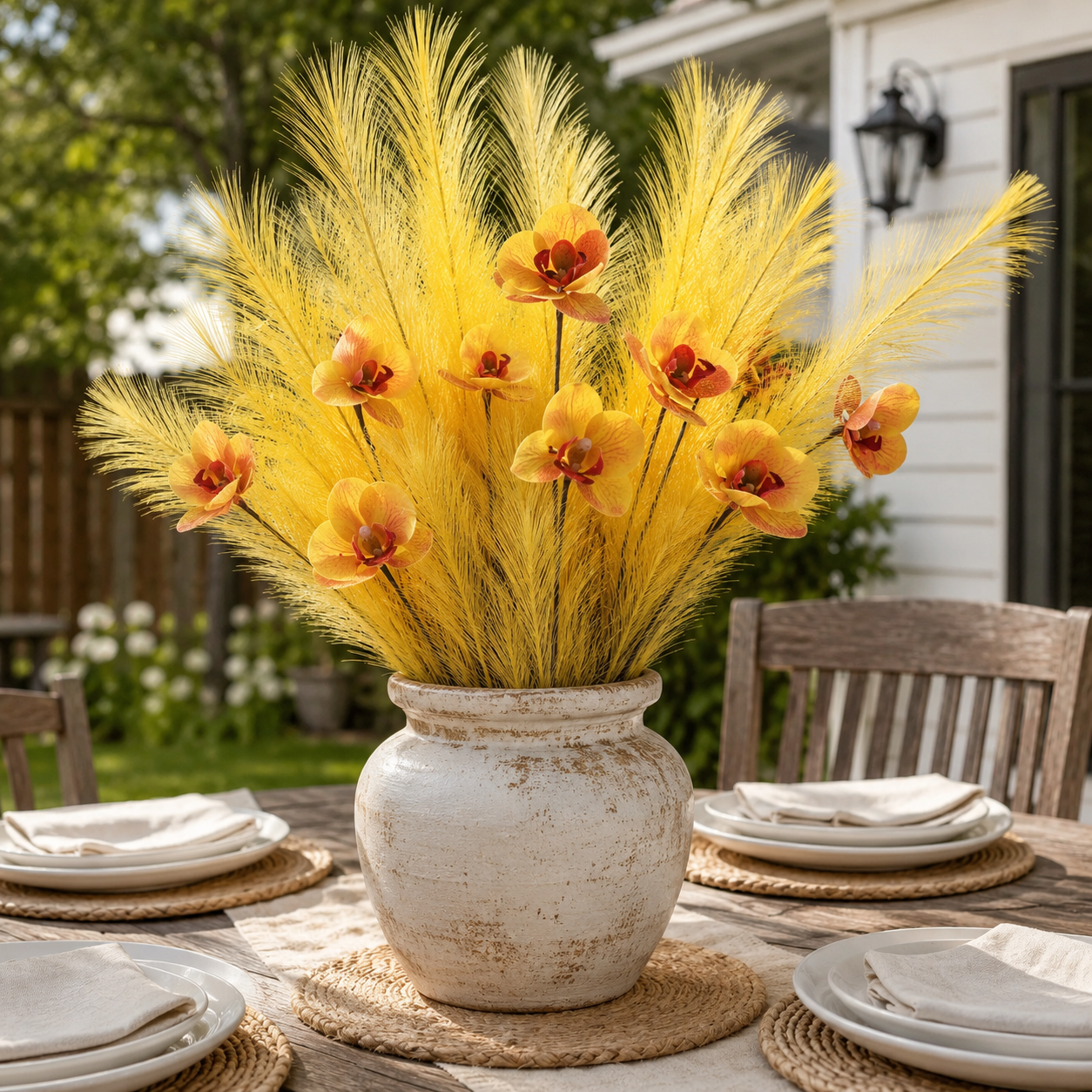 72cm Artificial Butterfly Orchid Reed – 3 Stems Set