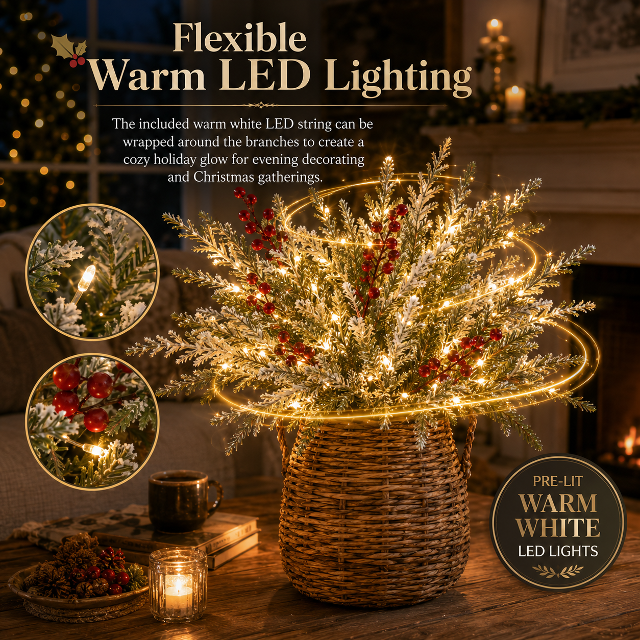 Lighted Christmas Berry & Snowy Pine 6-Piece Set