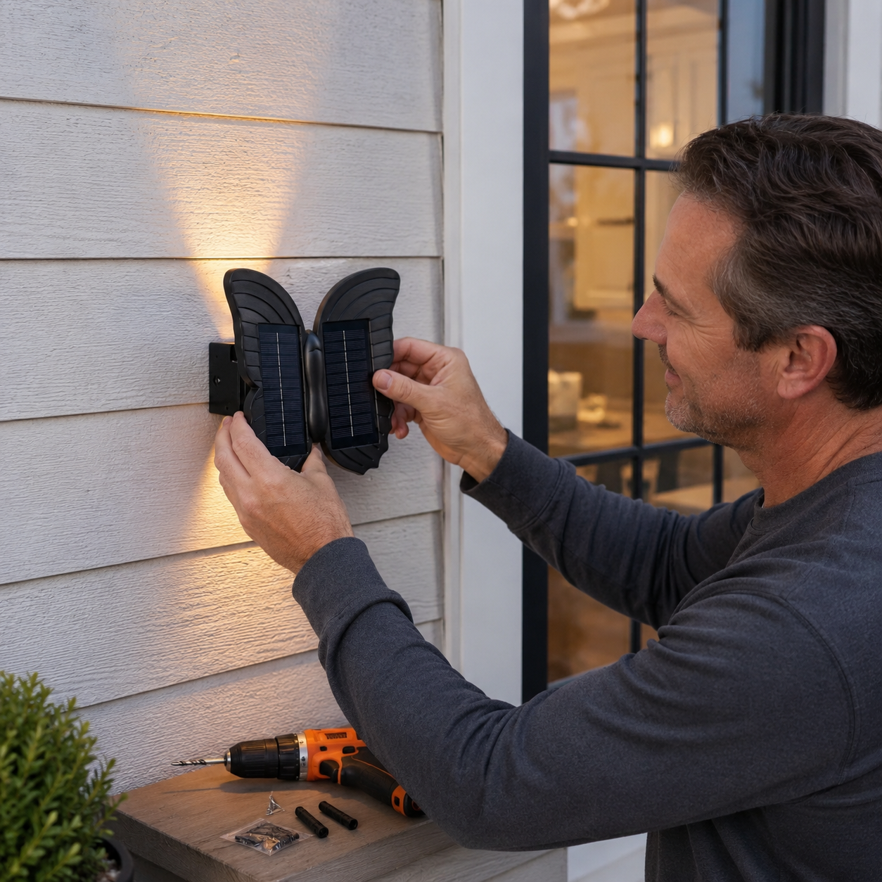 Butterfly Solar Wall Light Outdoor Waterproof Warm Glow Wall Lamp