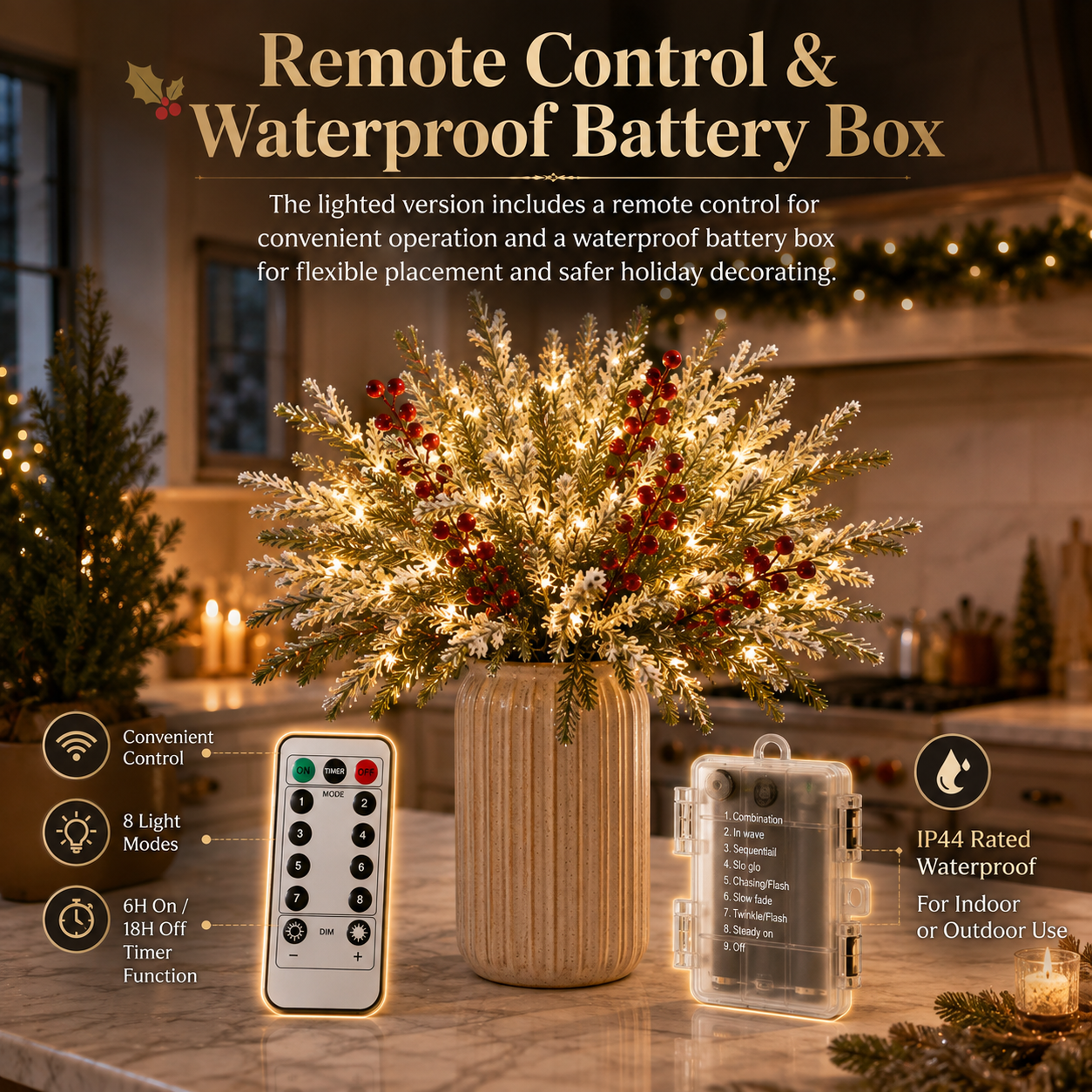 Lighted Christmas Berry & Snowy Pine 6-Piece Set