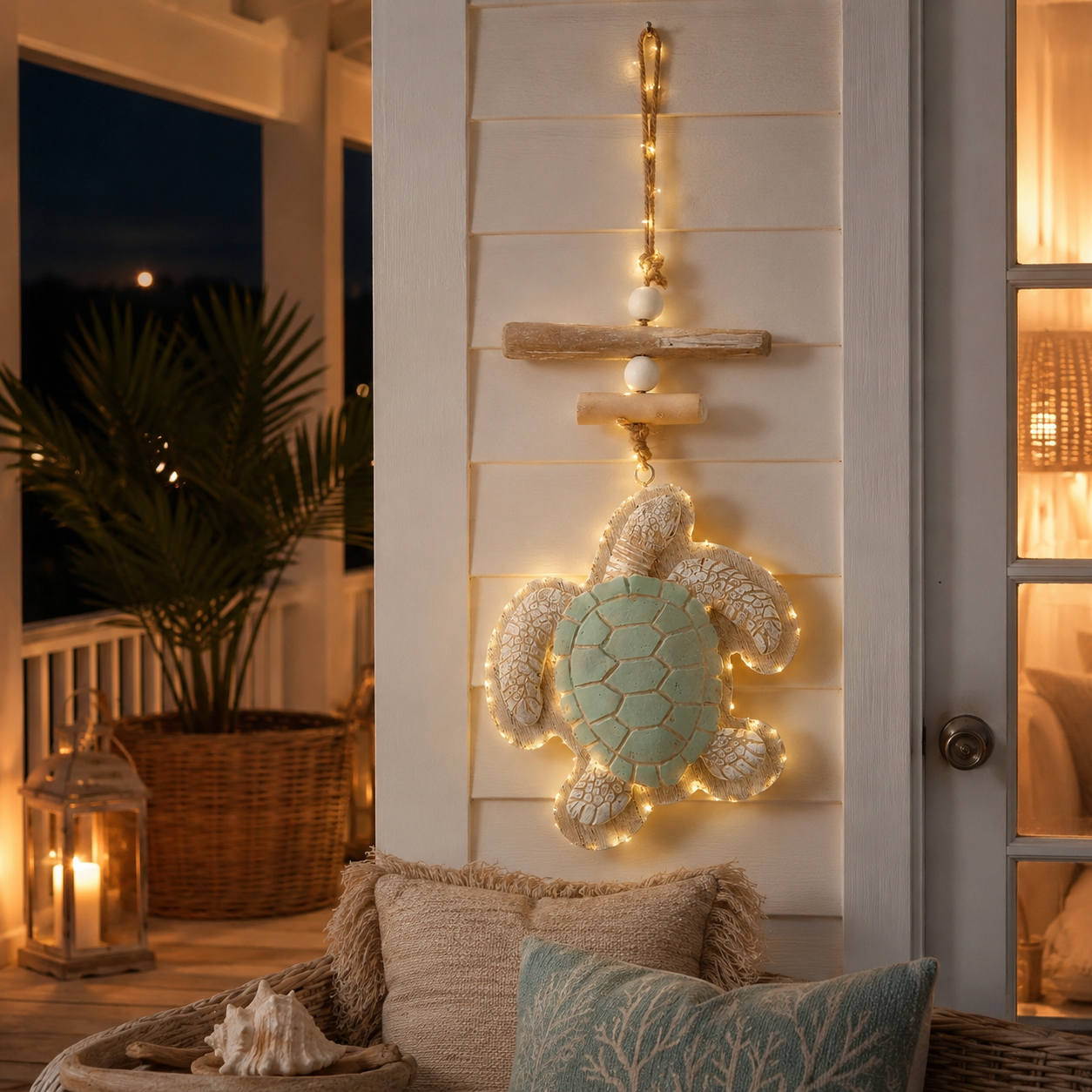 Lighted Coastal Sea Turtle Wall Decor with Remote