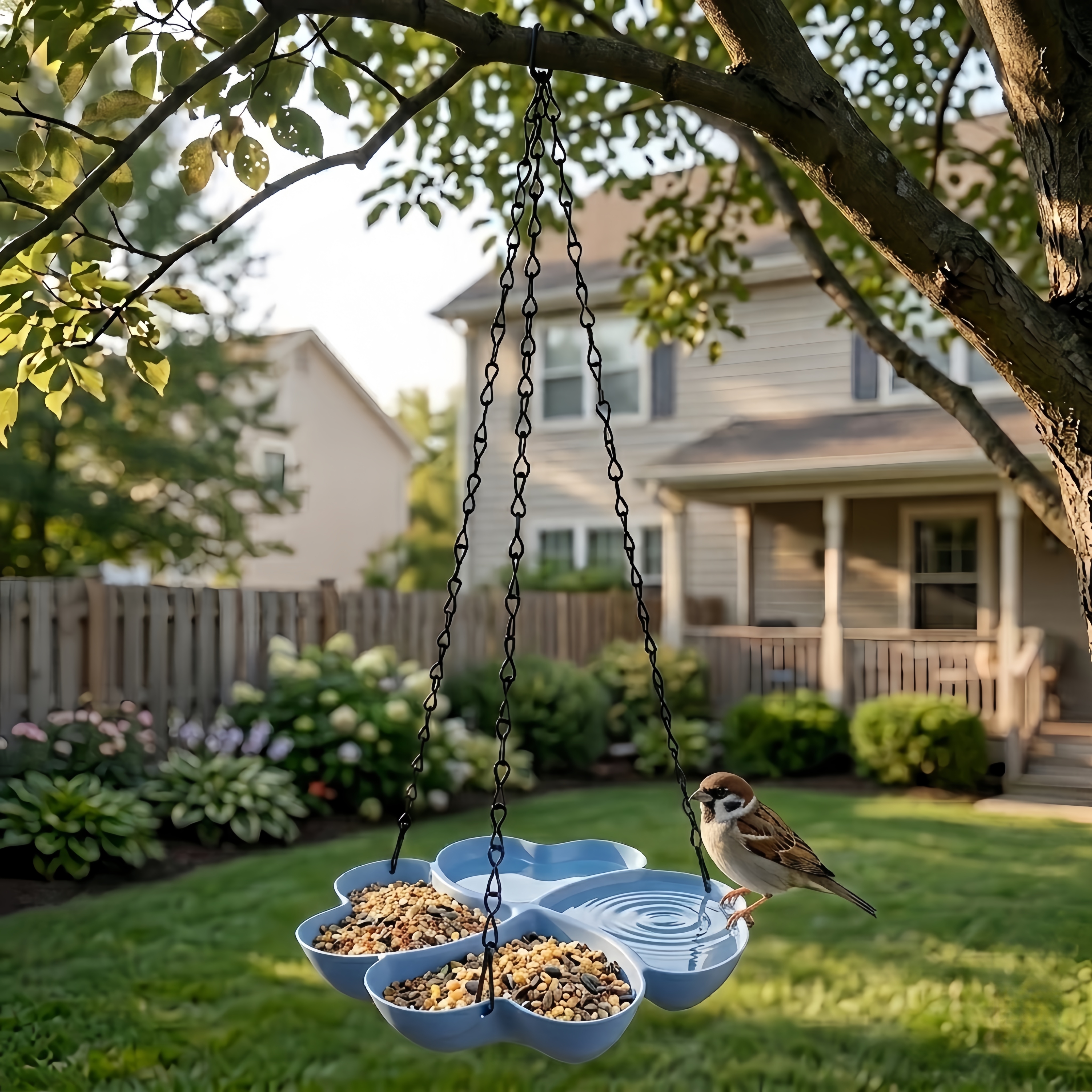 All-in-One Hanging Bird Feeder Tray