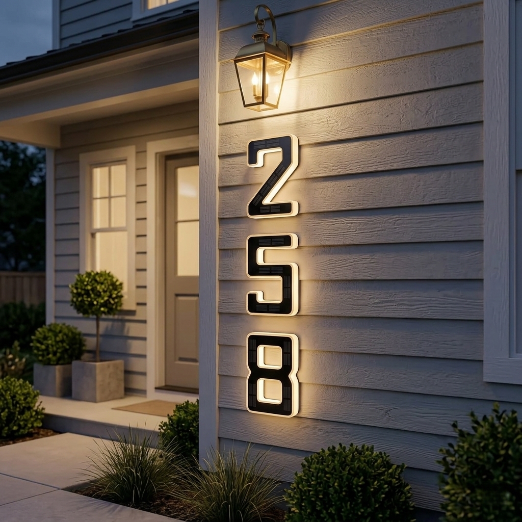 Modern Solar LED Illuminated House Number