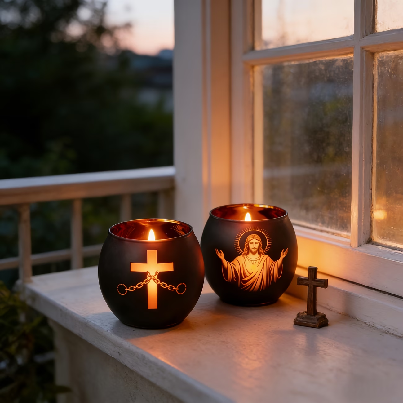 Faith & Light Christian Cross Candle Holder