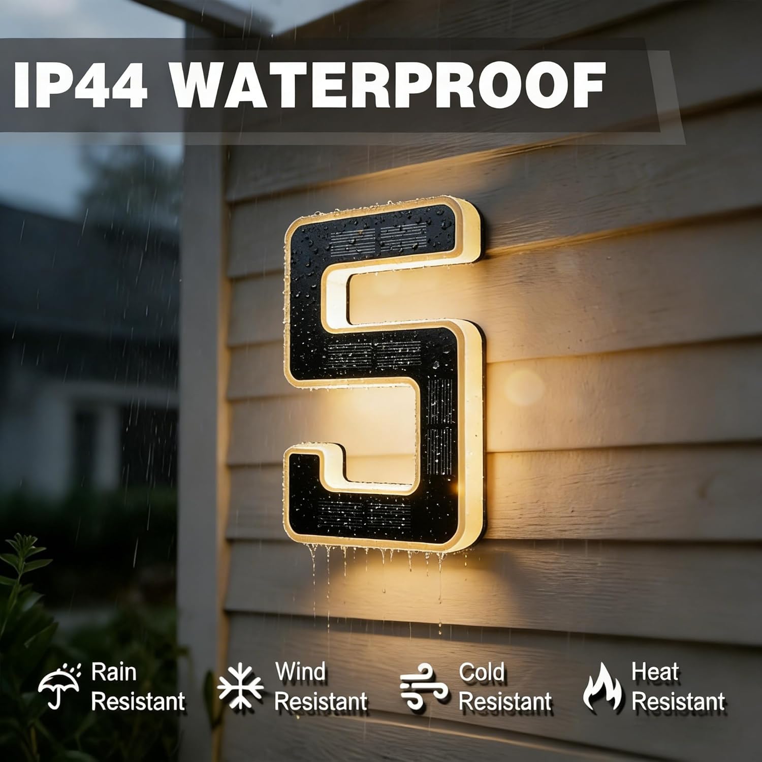 Modern Solar LED Illuminated House Number