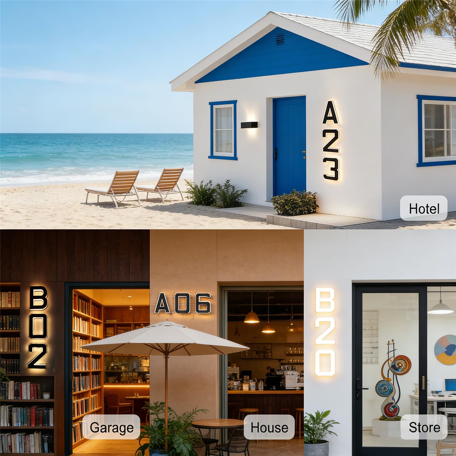 Modern Solar LED Illuminated House Number