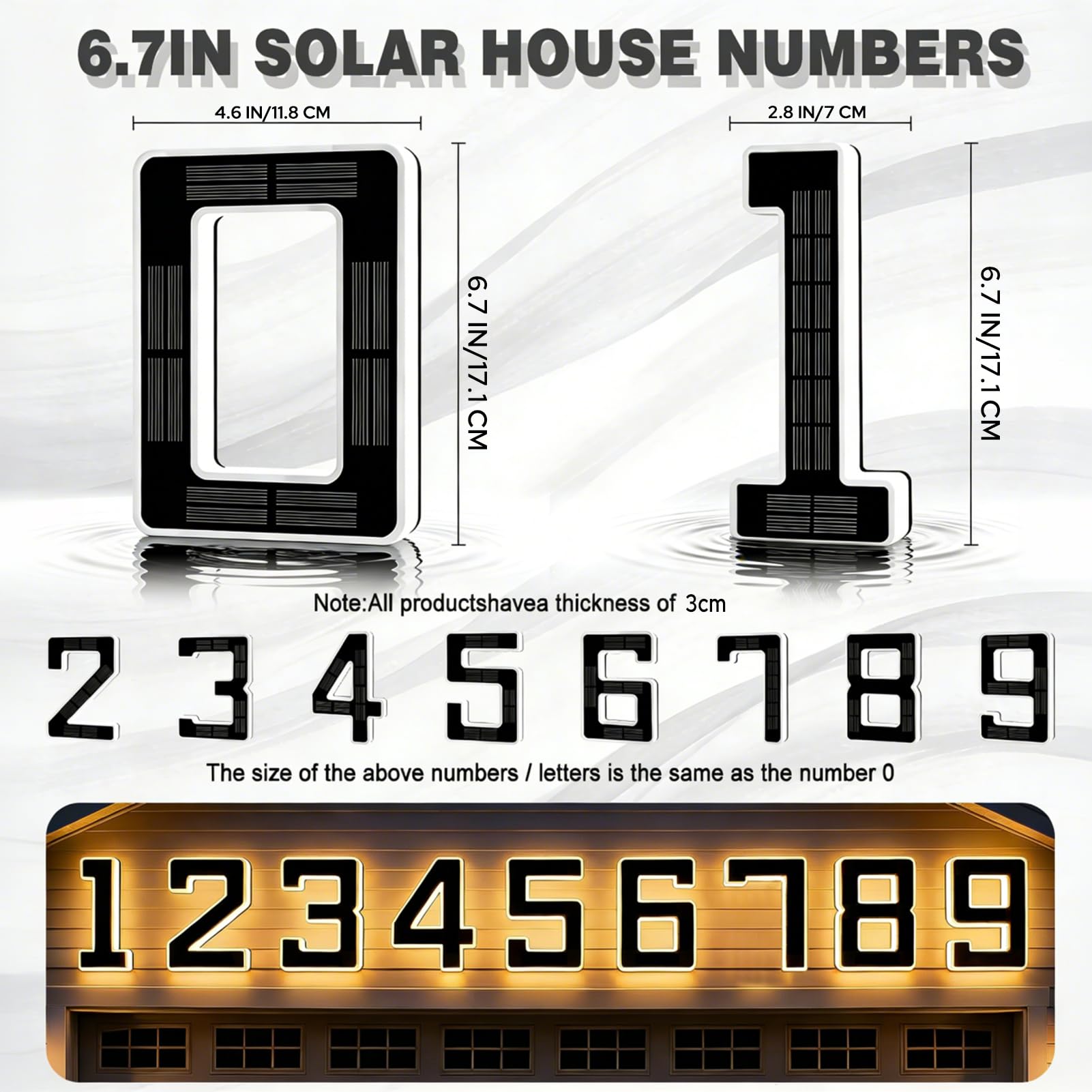 Modern Solar LED Illuminated House Number