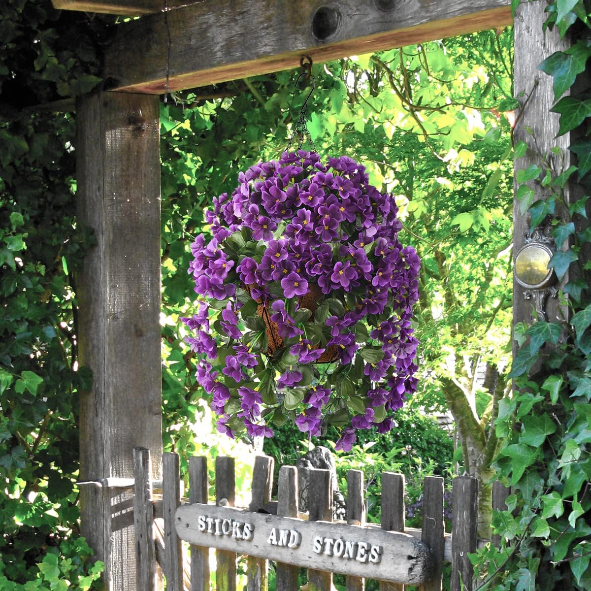 Artificial Begonia Hanging Basket for Porch & Garden (UV-Resistant)